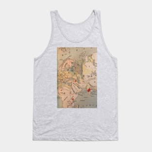 Antique Map of Europe, Africa, India 1800s Tank Top